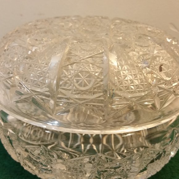 Vintage Cut Clear Crystal Glass Candy Dish Bowl With Lid - Picture 2 of 12